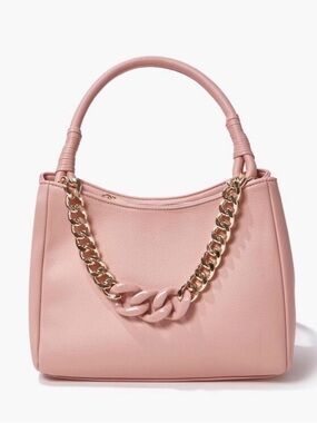 Forever 21 Women’s Pink Chain-Accent Shoulder Bag